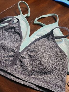 wonder nation Heather Gray Bralette with Mint Floral Lining